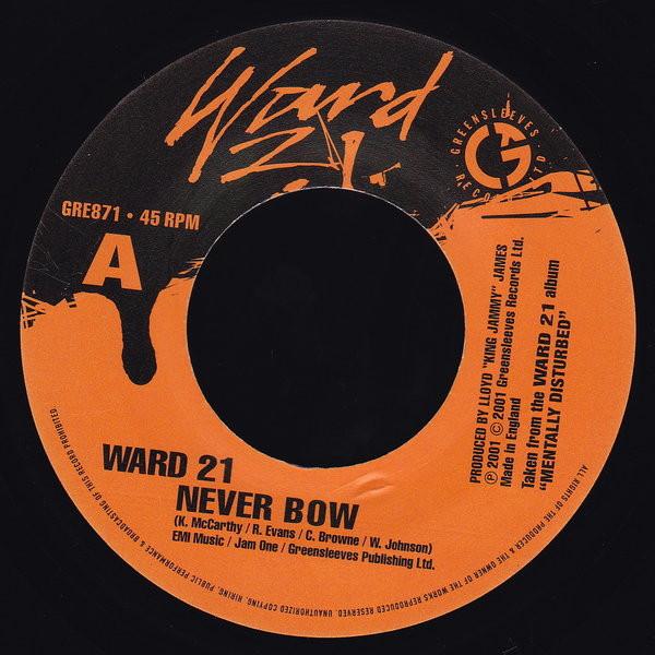 7-дюймовая пластинка WARD 21 Never Bow For Da Ladies Again GRE871 Greensleeves Re 2001 UK Регги Ска Даб Б/у