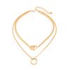 Ingemark Retro Hollow Out Round Interlocking Circles Pendant Necklaces Women Elegant Multi-layer Adjustable Chain Choker Jewelry