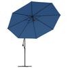 Umbrella with LED Lighting Steel Pole Azure Blue 350 cm