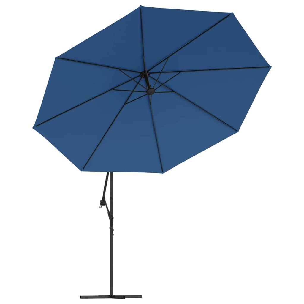 Umbrella with LED Lighting Steel Pole Azure Blue 350 cm