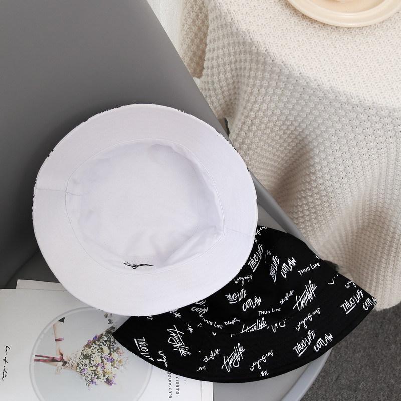 Korean Fashion Embroidered Reversible Fisherman Hat - Unisex Casual Small Brim Sun Hat