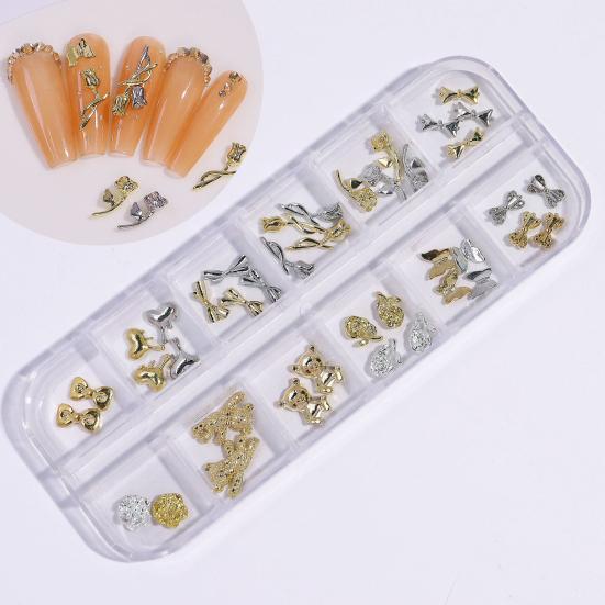 Nail Art 12 Mixed Shining Styles Three-dimensional Decor Sparkling DIY Grids Luxury Manicure Butterfly Ornament