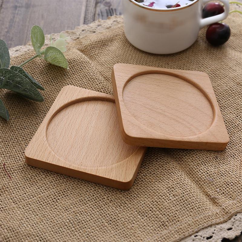 7.5cm Wooden Placemats Coasters Handled Tea Coffee Cup Pad Decorative Heat Resistant Square Round Drink Mat Bowl Teapot Holder