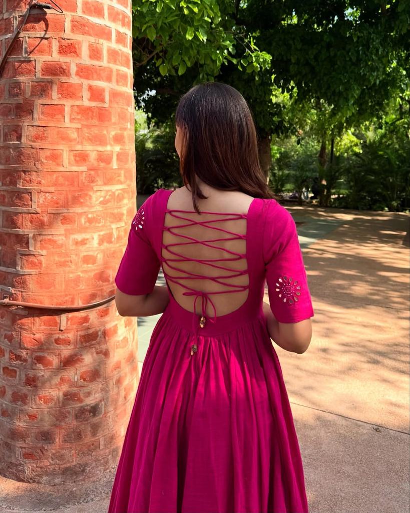 Indian Women Anarkali Party Wear Pure Cotton Gown Bollywood Top Tunic Ethnic Kurti Dress