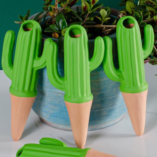 4 шт. шипов для полива в форме кактуса, терракотовые глиняные колышки для растений с самополивом, шипы для полива с медленным высвобождением для комнатных и уличных растений