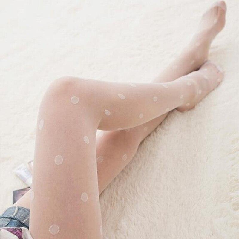Summer Nylon Dot Print Women Sexy Tights Female Ladies Fishnet Mesh Seamless Pantyhose Girls Sweet Black White Silk Tight