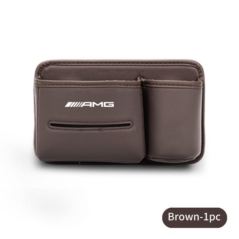 BTY4 Leather Car Seat Storage Bag Cup Holder Tissue Box Organizer For Mercedes Benz AMG A B C E S G Class W201 W210 W108 W205 W203