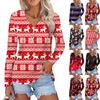 Women's Casual Fashion Sexy Comfort Christmas Printed V-Neck Button Long Sleeve