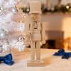 Yousheng 18CM Christmas Wooden Unfinished Nutcracker Figurine DIY Blank Unpainted Soldier Figure Festival Holiday Party Ornament Decoration