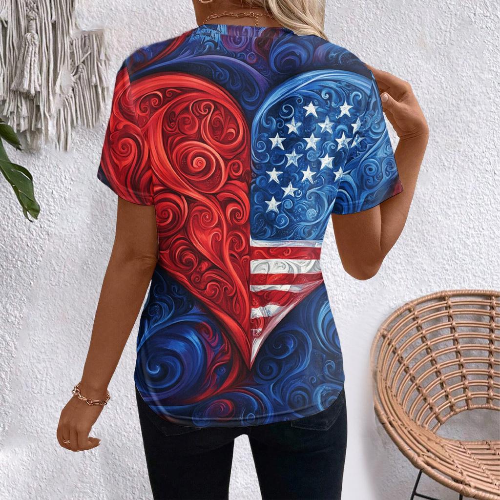 Женский топ с коротким рукавом и принтом «День независимости»