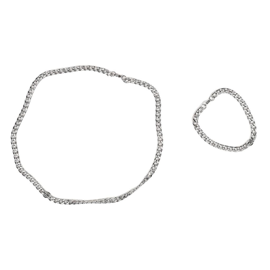 1 Set Titanium Steel Cuban Link Chain Men's Polished Stainless Steel Jewelry, Hip-Hop Party Style Necklace And Bracelet No Pendant Design