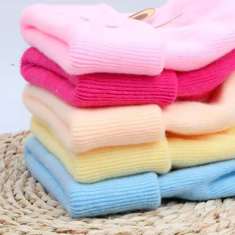 0-6 Months Newborn Fetal Cap Thickened Baby Hat Autumn and Winter Knitted Double-layer Woolen Hat Thermal Pullover Hat