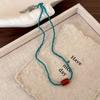 Zinc Alloy Neck Chain Red Blue Contrast Beads Strand Chokers  Aesthetic Jewelry