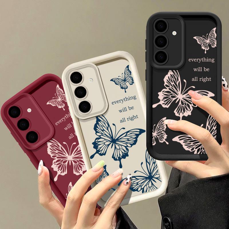 Бабочка цветной чехол для Samsung S25 S24 S23 S22 Ultra S23 S21 S20 FE A14 A34 A15 A34 A35 A52 A53 A54 5G A55 ударопрочный силиконовый мягкий чехол