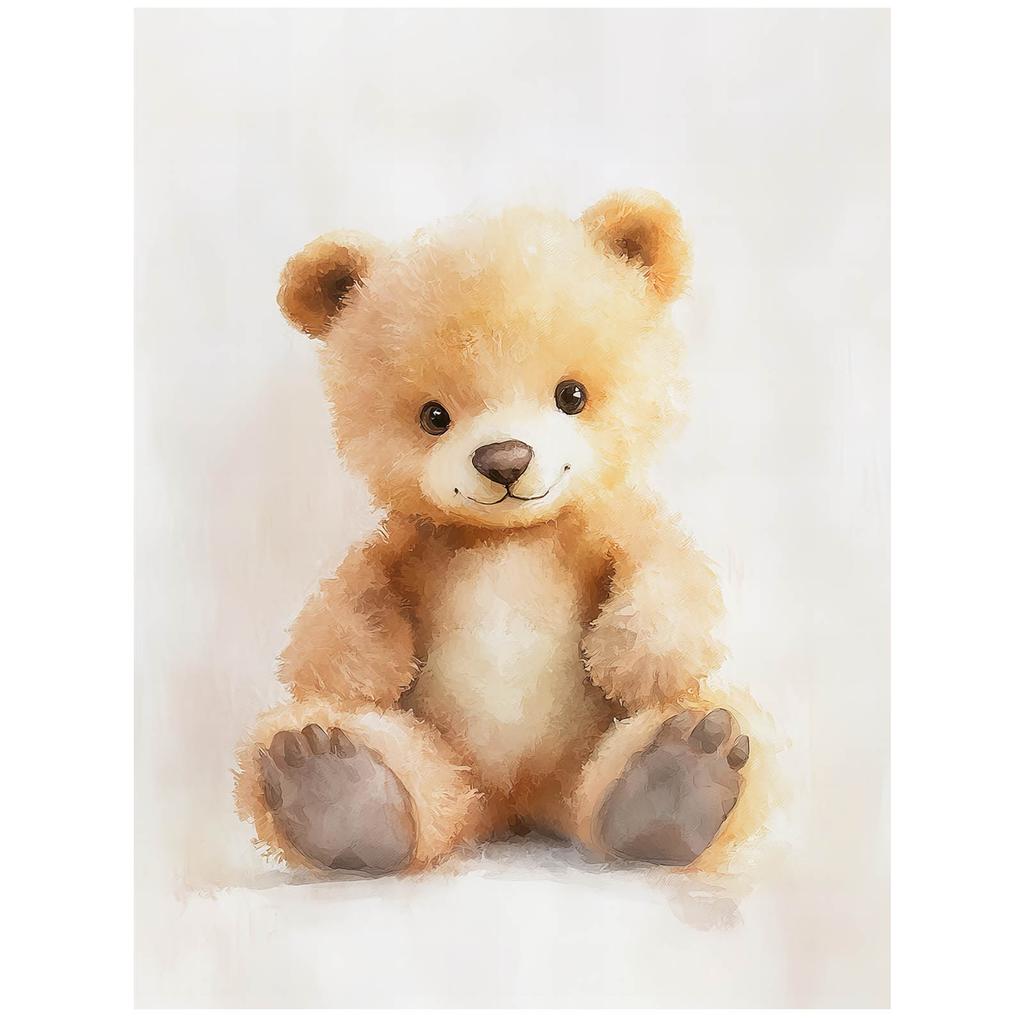 Pluszowy Uroczy Miś Pluszowy Uroczy Miś, 70X100 Cm, Rama Drewniana Jasny Dąb, Papier Matowy 230 Gsm