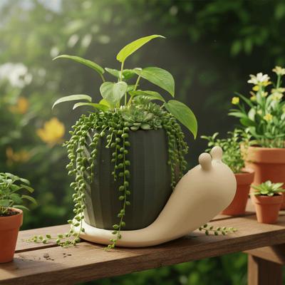 Настольное украшение Уникальный цветочный горшок в форме улитки Коррозионностойкий Милый 3D-печатный горшок для растений Пластиковые горшки для выращивания Балкон