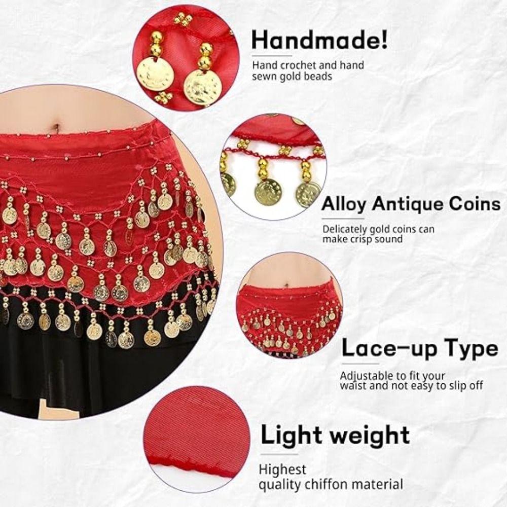 Coin Wrist Bracelets Women's Belly Dance Outfits Dance Costume Set Stage Performances