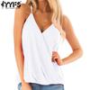 Women's Fashion Casual Summer Spring Solid Color Print Sleeveless V-Neck Blouses & Shirts