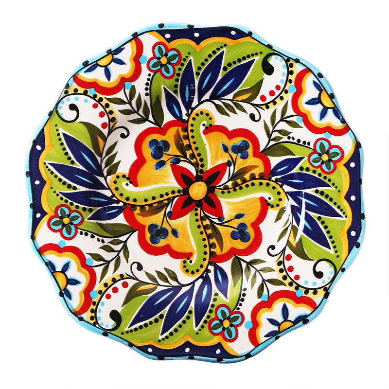 Керамическая посуда в европейском стиле с ручной росписью, нестандартная тарелка для еды в западном стиле, модная бытовая тарелка, набор мисок, тарелка для стейка