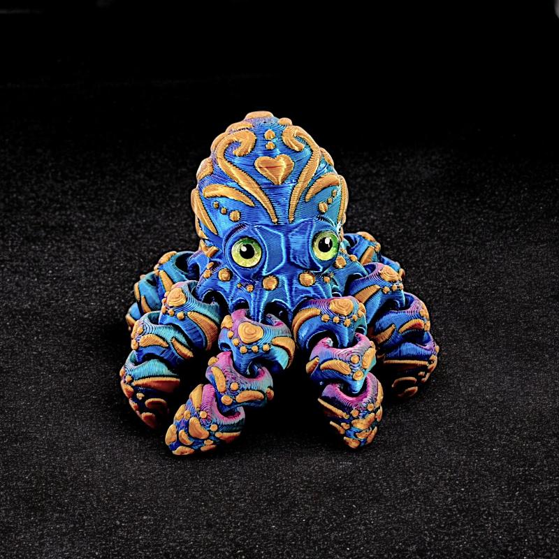 3D Printed Octopus Figurine Flexible Articulated Tentacles Cute Entrance Cabinet Ornament for Modern Home Aesthetic Decor