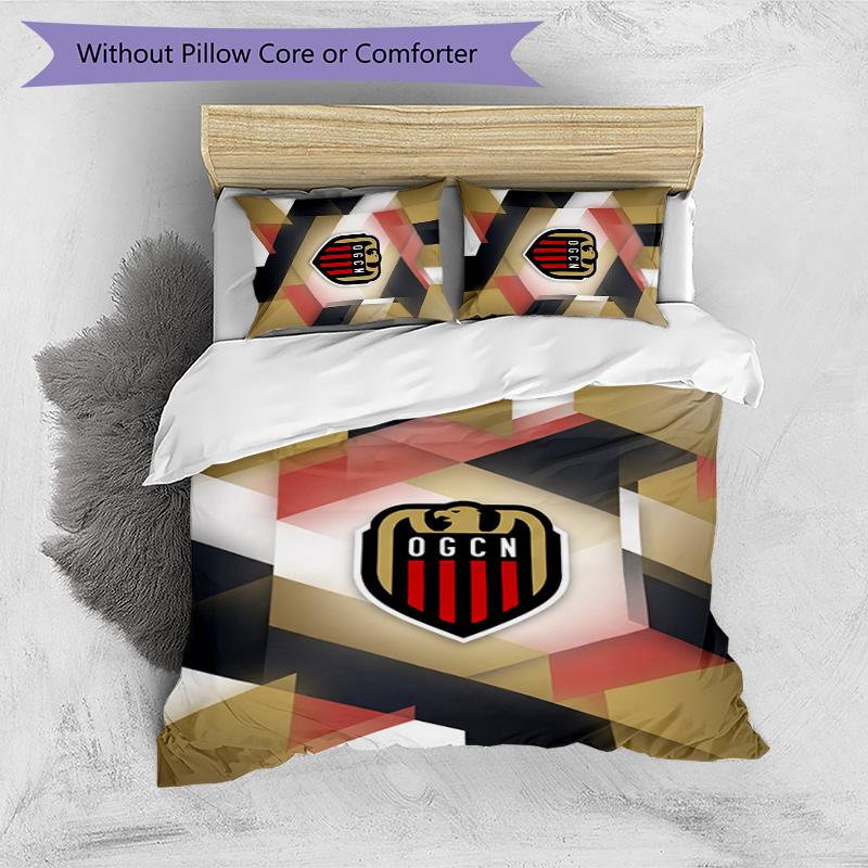 OGC Nice FC Printed 3PCS Bedding Set Breathable Duvet Cover with Pillowcases Decorative Bed Linen for Bedroom Home