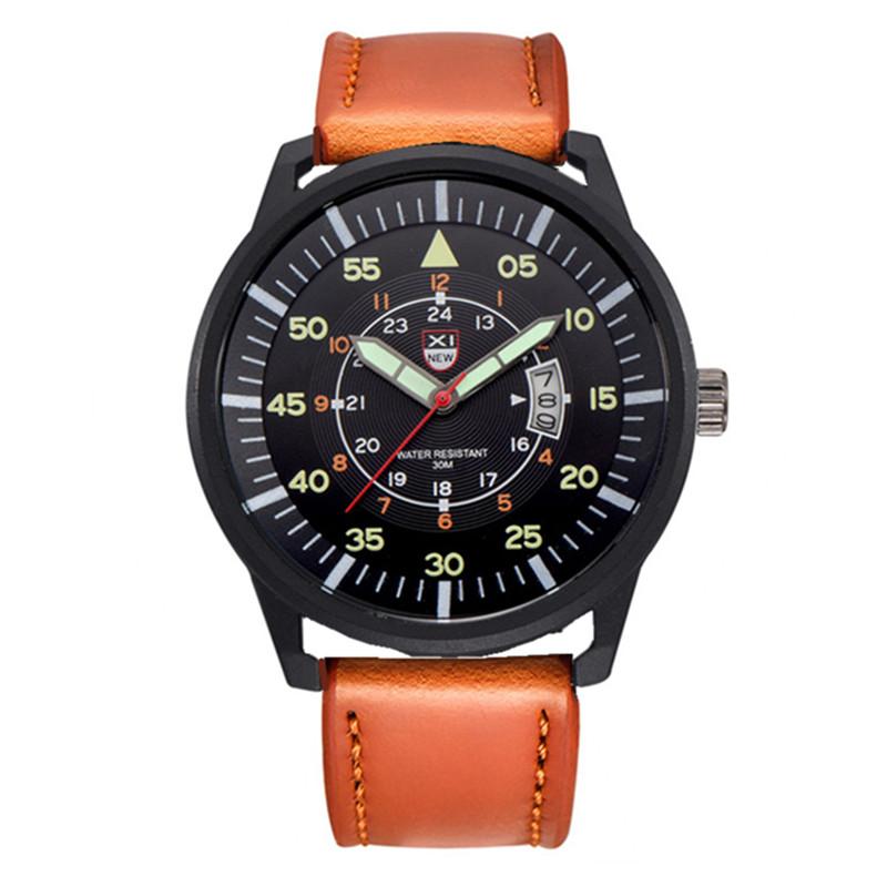 Men Genuine XINEW Brand Watches Black Boys Fashion Leather Band Date Quartz Watch Relogio Masculino Montre Homme Reloj Hombre