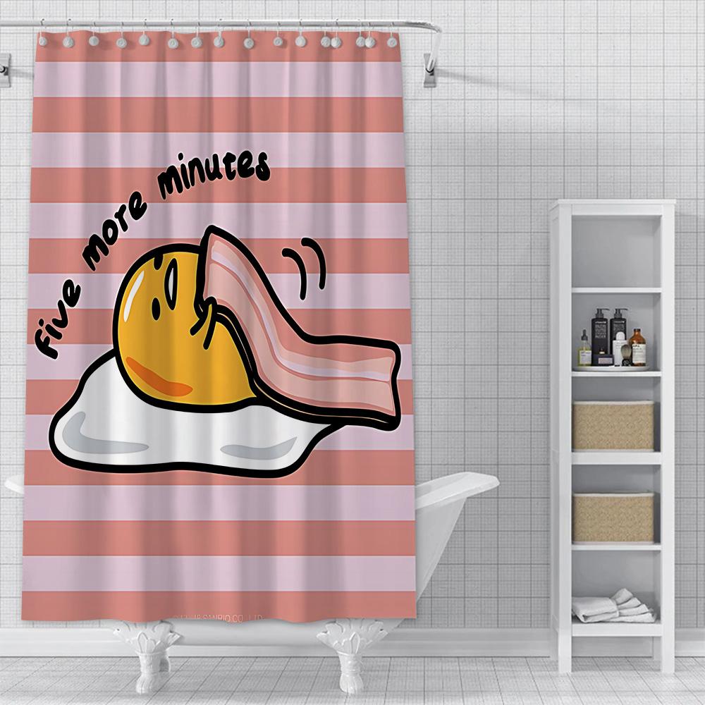 Cartoon G-Gudetama Shower Curtain Waterproof Polyester Fabric Paint Colorful Bath Curtains Home Bathroom Decor Curtain With Hook