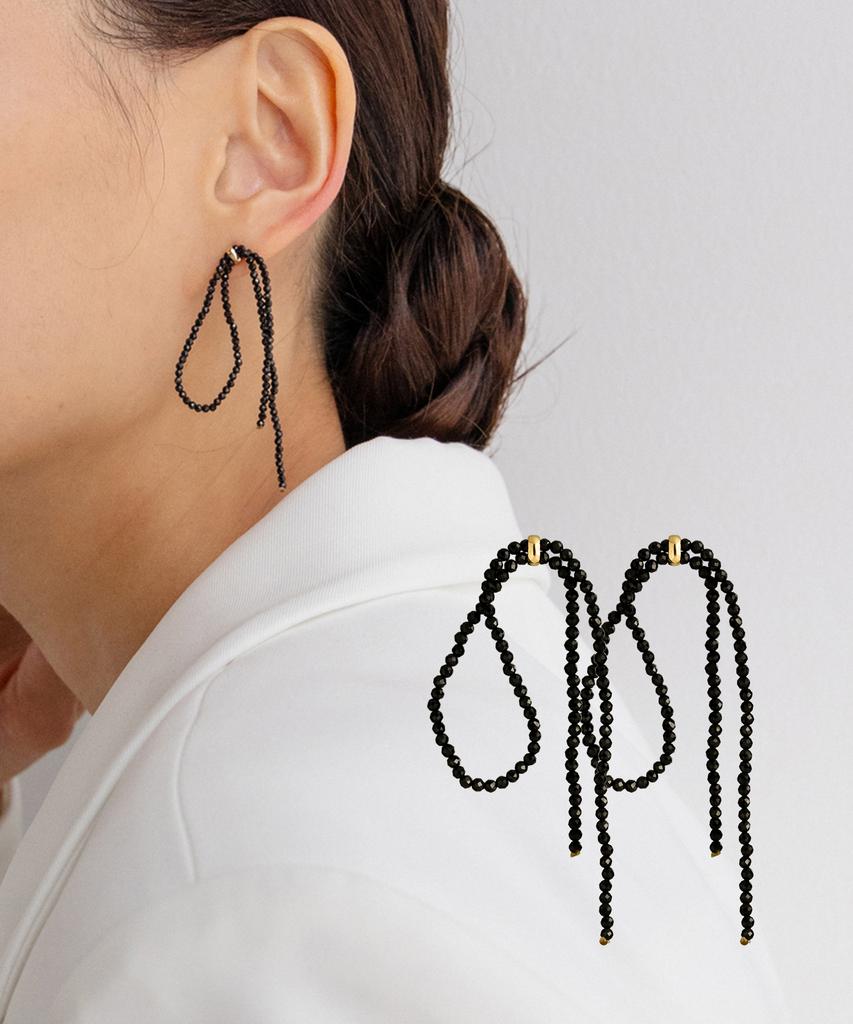 Серьги Haero из серебра 925 пробы с черной лентой