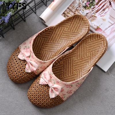 Летние женские плоские шлепанцы с цветочным узором