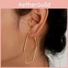 Geometric Hexagon Contemporary Ear Rings With Electroplated Gold For Women