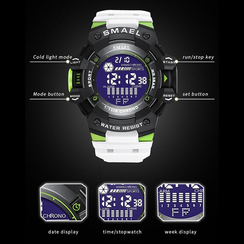 SMAEL Цифровые часы, военные наручные часы, светодиодный секундомер, будильник, мужские часы с большим циферблатом, 8050, модные спортивные часы, водонепроницаемые