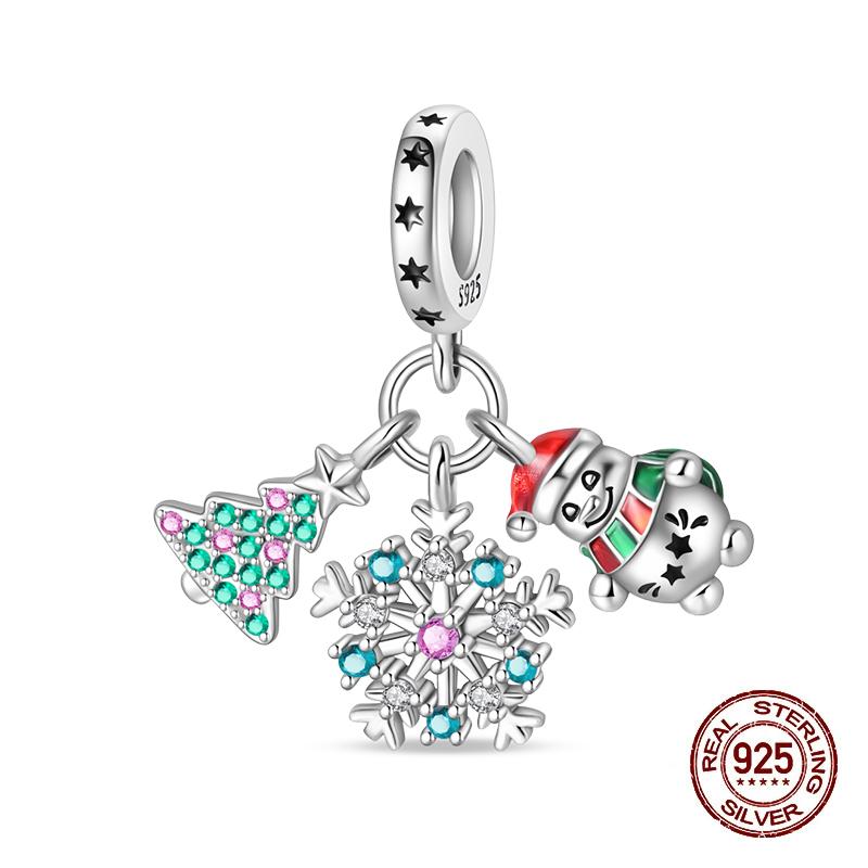 Зимние Шармы Медь Лось Медведь Санта Клаус Шармы Бусины Подходят для Оригинальных Браслетов Для Женщин Сделай Сам Праздничные Ювелирные Изделия Подарки