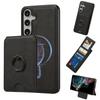 For Samsung Galaxy S24 Magnetic Case PC+PU Phone Back Cover with Detachable Card Holder