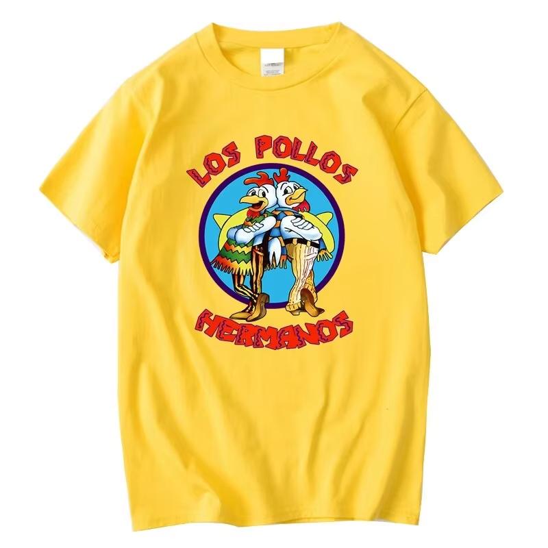LOS POLLOS Hermanos Смешная футболка с принтом Мужская Модная Повседневная с короткими рукавами Летняя Хлопковая Дышащая Футболка Братья-куры Футболки