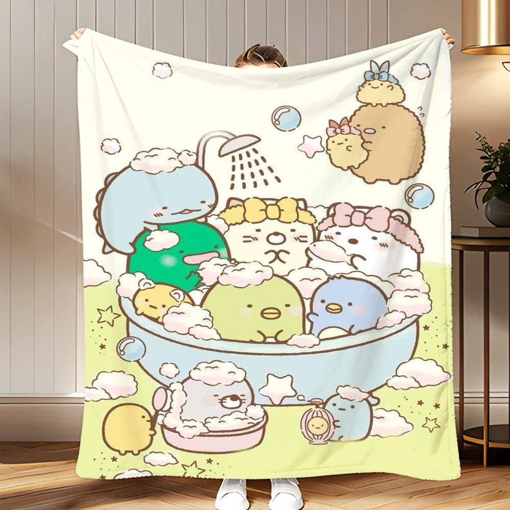 character IP Sumikko Gurashi Throw Soft Coral Fleece Blanket 310gsm Fluffy Warm Throw for Sofa Bed Couch Bedroom Decor