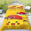 Cartoon Cute Pikachu Pattern Fitted Sheet, Bedroom Printed Bedspread with Pillowcase, Bedding Set (1/2 Pillowcase)
