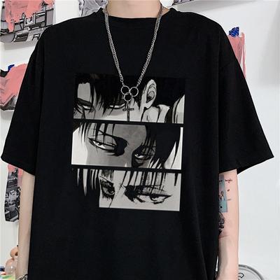 Женские футболки японского аниме «Атака Титанов» Levi Ackerman Eye Punk Tops Summer Harajuku Oversized Готическая футболка с коротким рукавом