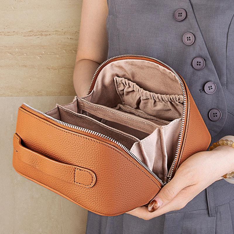 Сумка для хранения из натуральной кожи, Многофункциональная дорожная косметичка из натуральной кожи, Маленькая и портативная косметичка из коровьей кожи