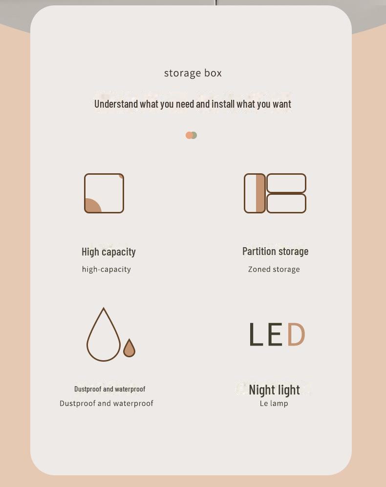 Вместительный пылезащитный ящик для хранения косметики с зеркалом для туалетного столика.