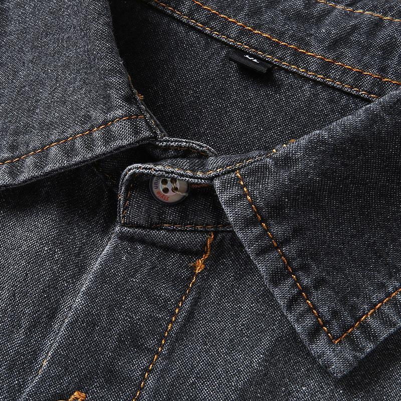 Мужская ретро-рубашка из денима с двумя карманами и длинным рукавом для мужчин