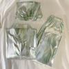 High-End Light Luxury High-End Sense Of Gradual Change Green Short-Sleeved Pajamas Three-Piece Set Can Be Worn Suit