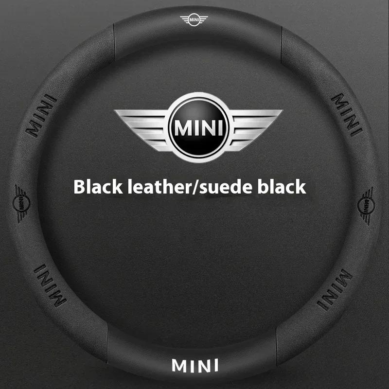 For BMW MINI JWC R54 R55 R56 R60 F54 F55 F56 F57 John Cooper S Clubman Countryman Car Carbon Fiber Leather Steering Wheel Cover mjewr55