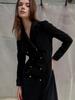 SORRY, TOO MUCH LOVE Double Button Trench Style Dress_Black