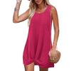 Polyester Splicing Aline Mini Dress With Twist Knot For Summer Beach Vacation Wear
