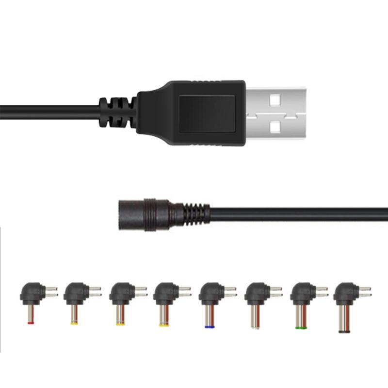 Кабель для зарядки USB - DC5521, кабель питания USB - DC5V, кабель для зарядки 5,5x2,1 мм и 8 адаптеров для нескольких устройств