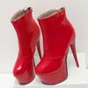 Модные сексуальные ботильоны на высоком каблуке для женщин, модные лакированные короткие ботинки на платформе, белые, красные, фетиш-обувь для вечеринок, большой размер 45 47