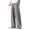 Men's Chinese Style Lightweight Linen Trousers - Summer Plus Size Loose Fit, Wide Leg, Breathable Cotton Casual Pants