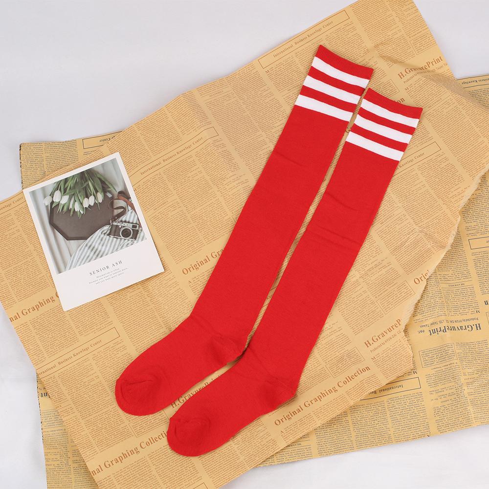 Высокие носки с тремя полосками и выше колена, в стиле колледжа, для выступлений, танцев, женские компрессионные хлопковые чулки