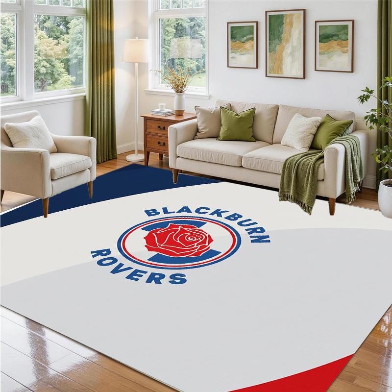 Blackburn Rovers Football Design Crystal Velvet Rug Soft Decorative Mat for Bedroom Entrance