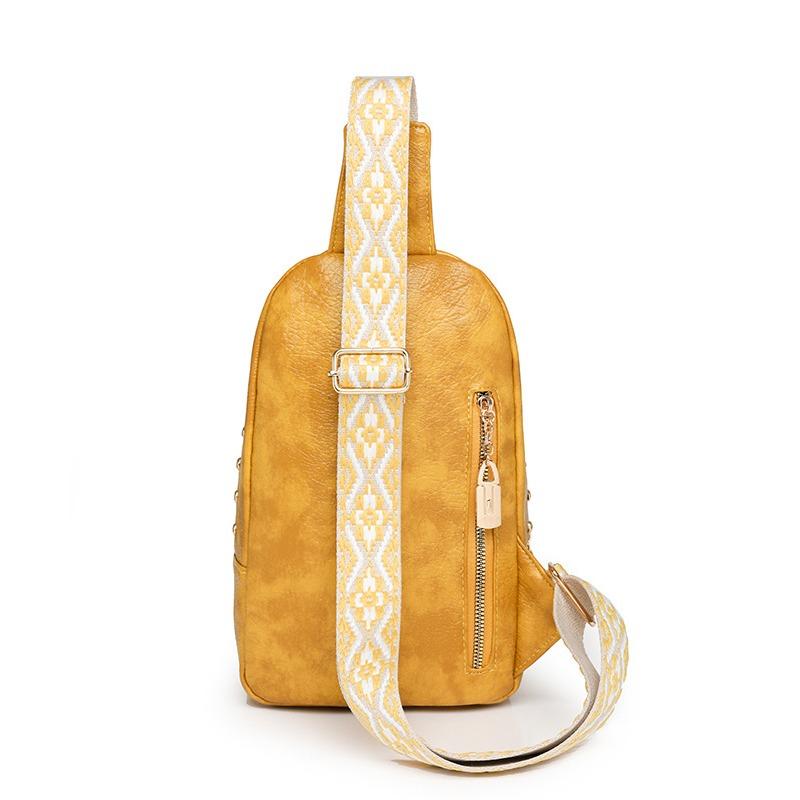 Rivet Shoulder Soft Leather Chest Bag